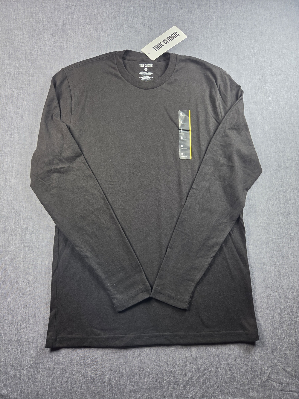 True Classic Men’s Black Long Sleeve Crewneck Tee - Classic Fit